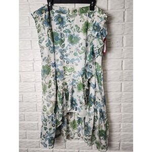 Vince Camuto Floral Ruffle High Low skirt NWT Elastic waist Women's size 3X